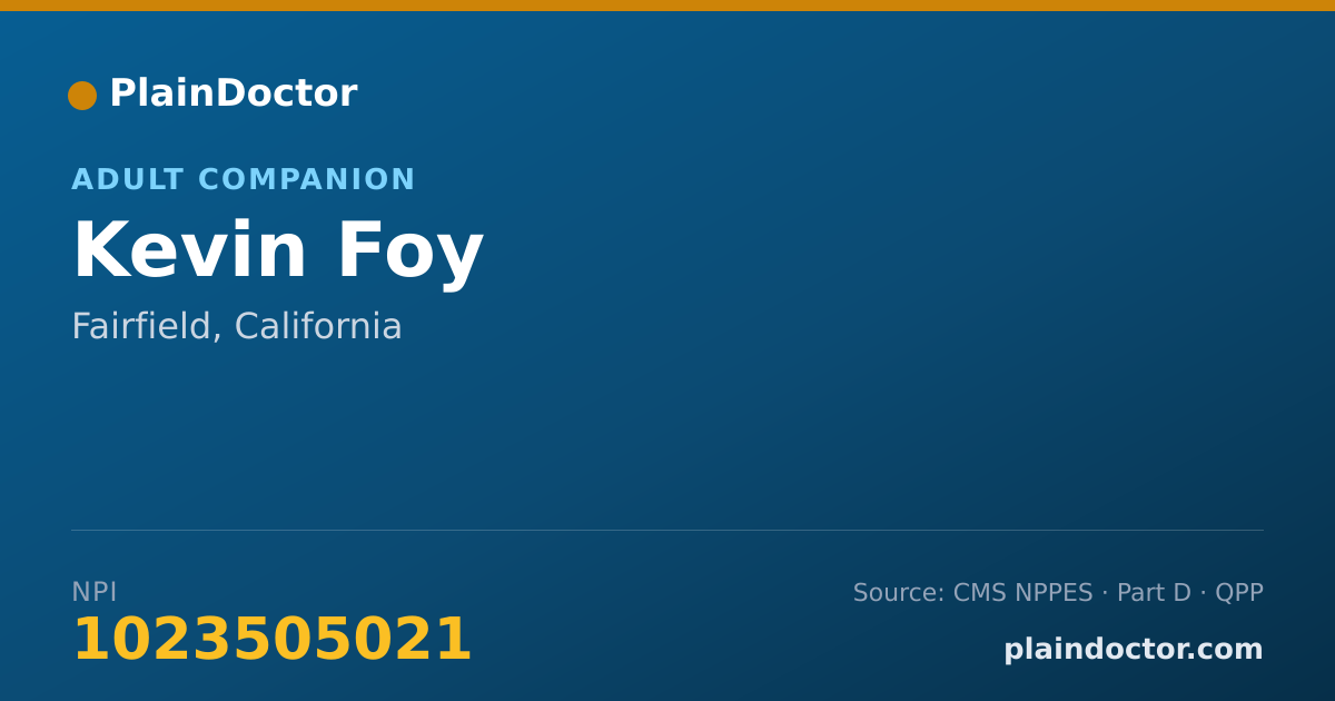Shareable card for Kevin Foy - Adult Companion, Fairfield, CA
