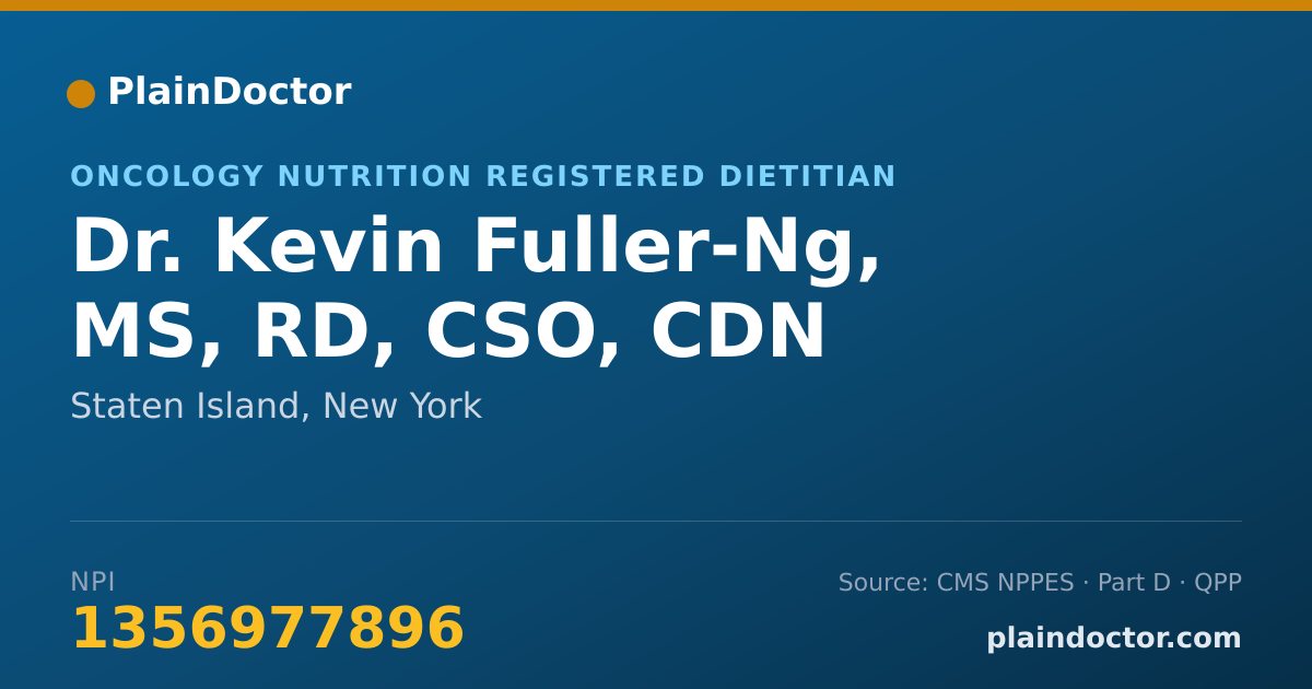 Shareable card for Kevin Fuller-Ng, MS, RD, CSO, CDN - Oncology Nutrition Registered Dietitian, Staten Island, NY