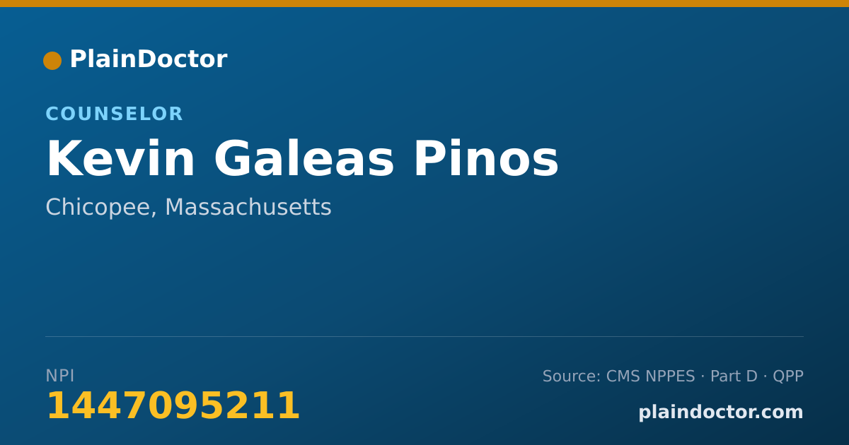 Shareable card for Kevin Galeas Pinos - Counselor, Chicopee, MA