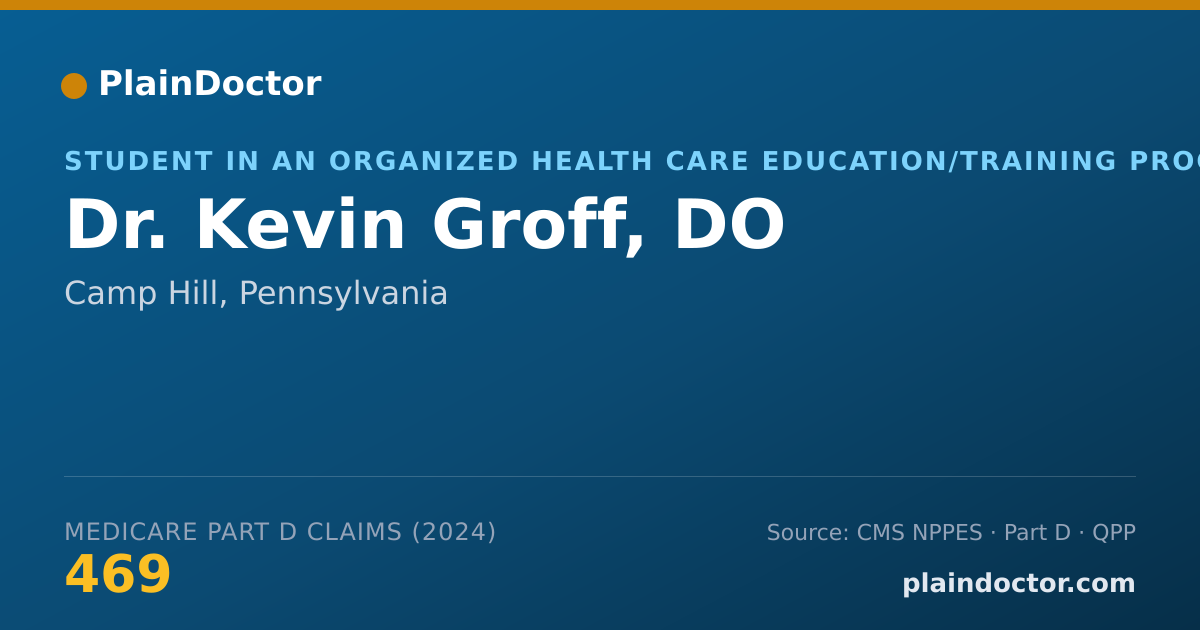 Shareable card for Kevin Groff, DO - Student in an Organized Health Care Education/Training Program, Camp Hill, PA