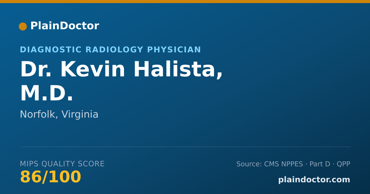 Shareable card for Kevin Halista, M.D. - Diagnostic Radiology Physician, Norfolk, VA