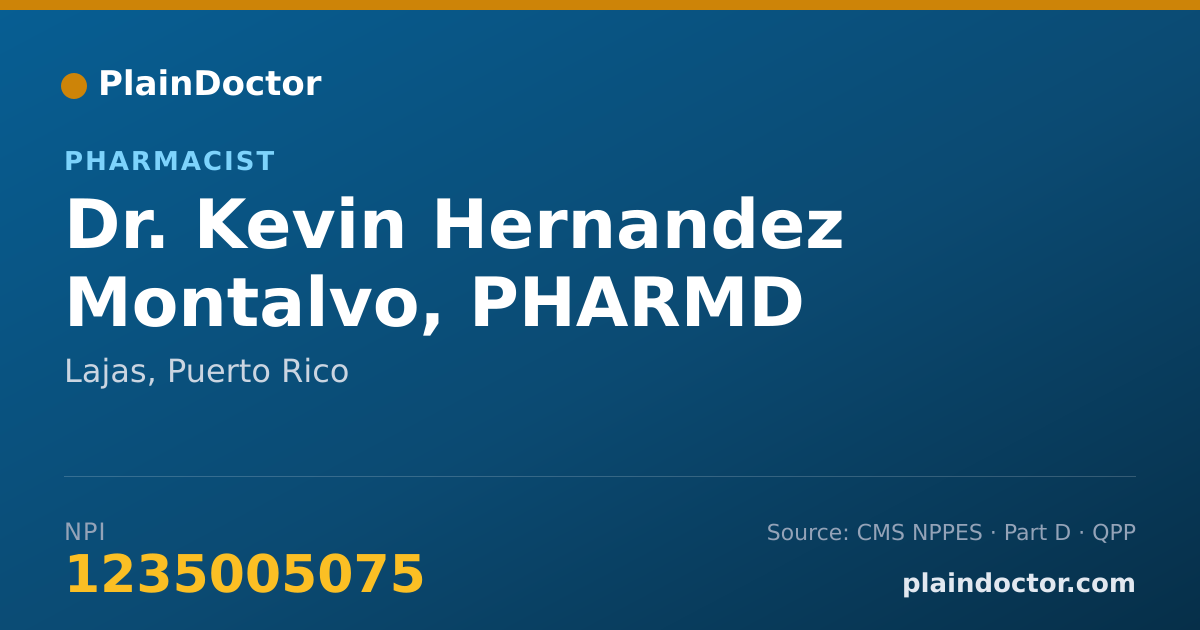 Shareable card for Kevin Hernandez Montalvo, PHARMD - Pharmacist, Lajas, PR