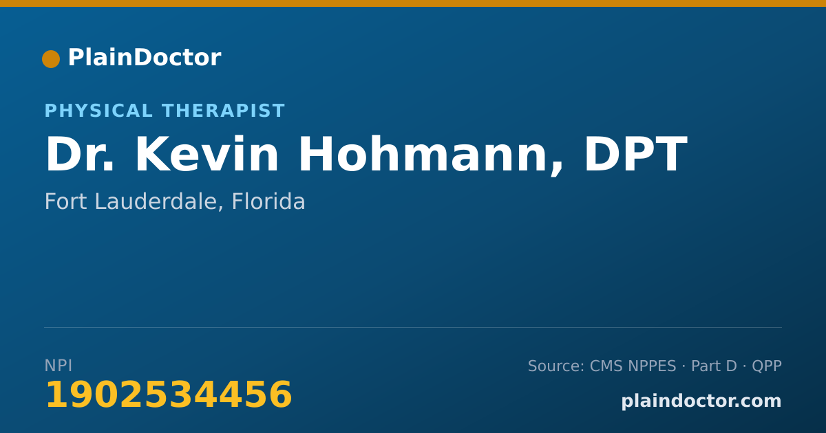 Shareable card for Kevin Hohmann, DPT - Physical Therapist, Fort Lauderdale, FL