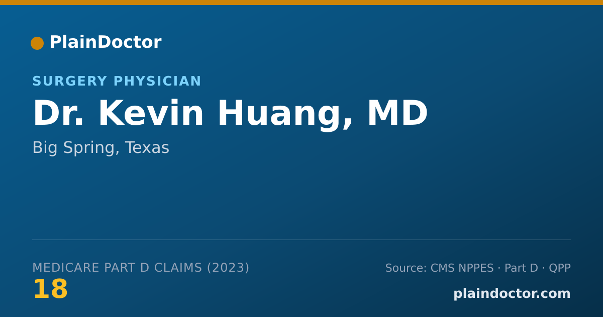 Shareable card for Kevin Huang, MD - Surgery Physician, Big Spring, TX
