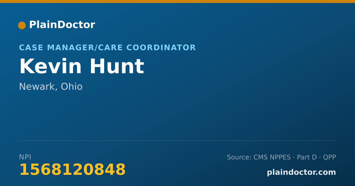 Shareable card for Kevin Hunt - Case Manager/Care Coordinator, Newark, OH