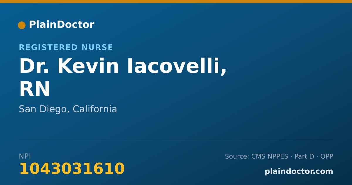 Shareable card for Kevin Iacovelli, RN - Registered Nurse, San Diego, CA