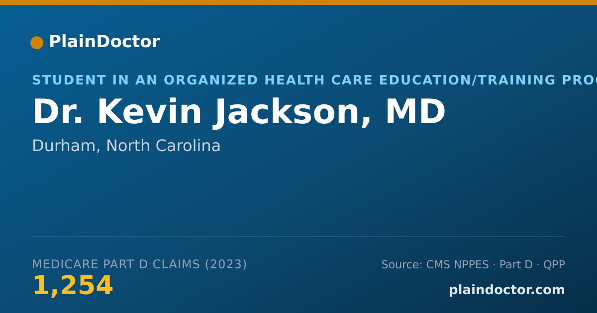Shareable card for Kevin Jackson, MD - Student in an Organized Health Care Education/Training Program, Durham, NC