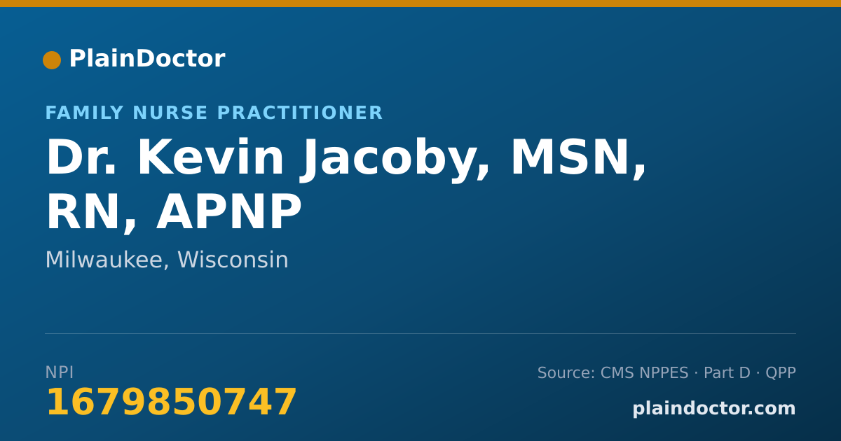 Shareable card for Kevin Jacoby, MSN, RN, APNP - Family Nurse Practitioner, Milwaukee, WI