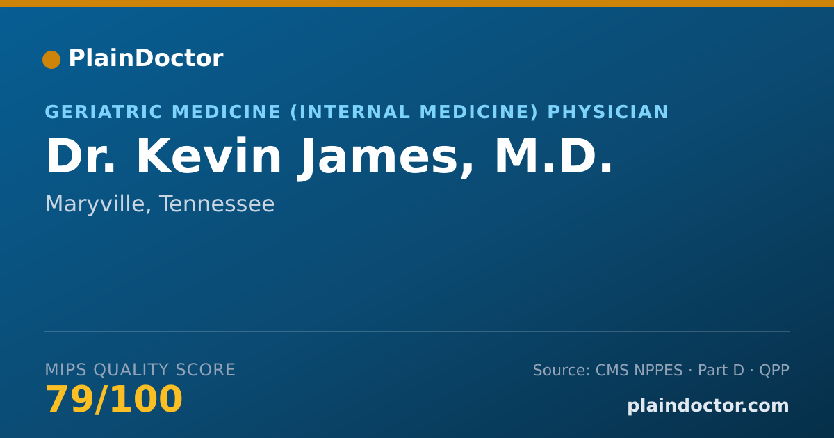 Shareable card for Kevin James, M.D. - Geriatric Medicine (Internal Medicine) Physician, Maryville, TN