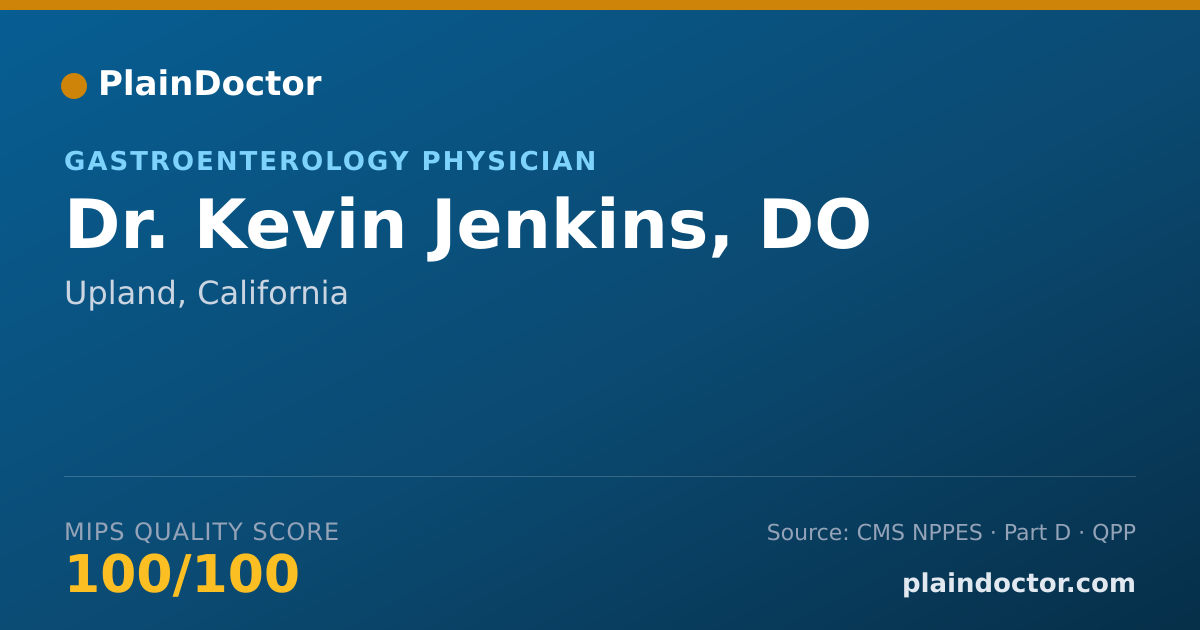 Shareable card for Kevin Jenkins, DO - Gastroenterology Physician, Upland, CA