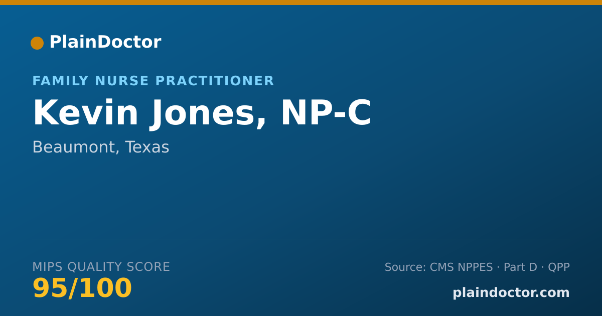 Shareable card for Kevin Jones, NP-C - Family Nurse Practitioner, Beaumont, TX