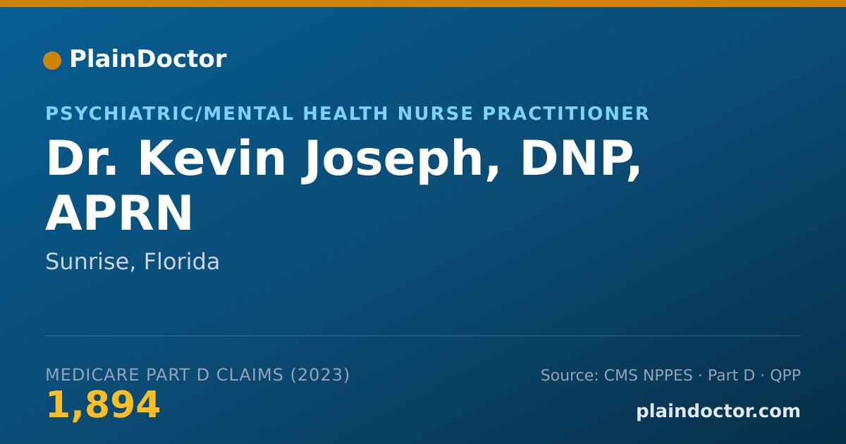 Shareable card for Kevin Joseph, DNP, APRN - Psychiatric/Mental Health Nurse Practitioner, Sunrise, FL
