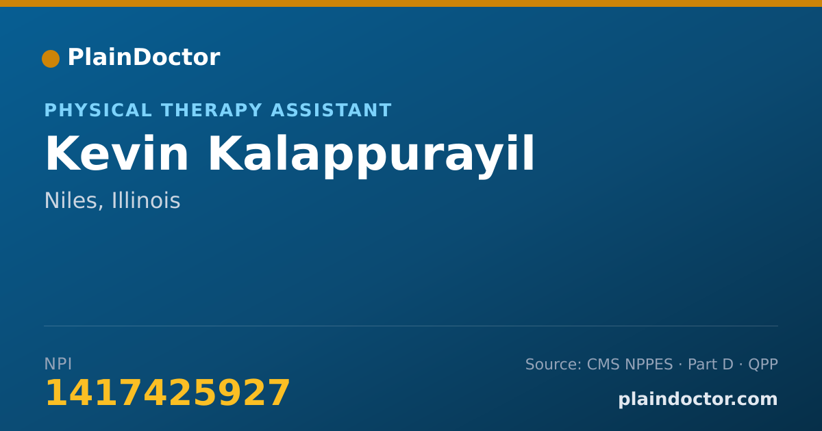 Shareable card for Kevin Kalappurayil - Physical Therapy Assistant, Niles, IL