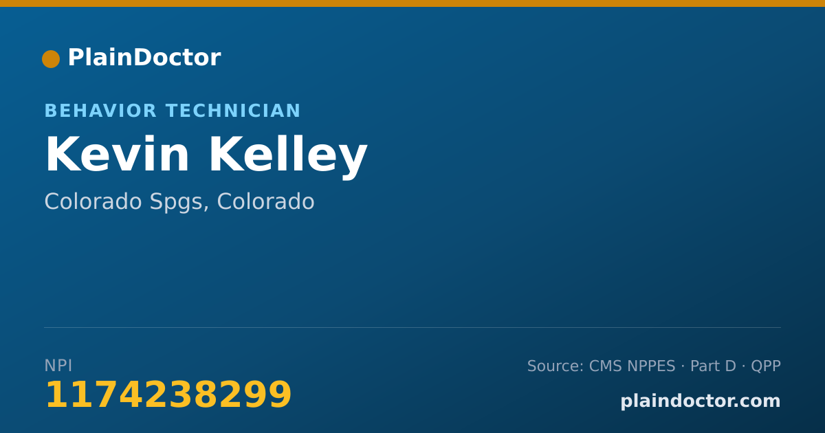 Shareable card for Kevin Kelley - Behavior Technician, Colorado Spgs, CO
