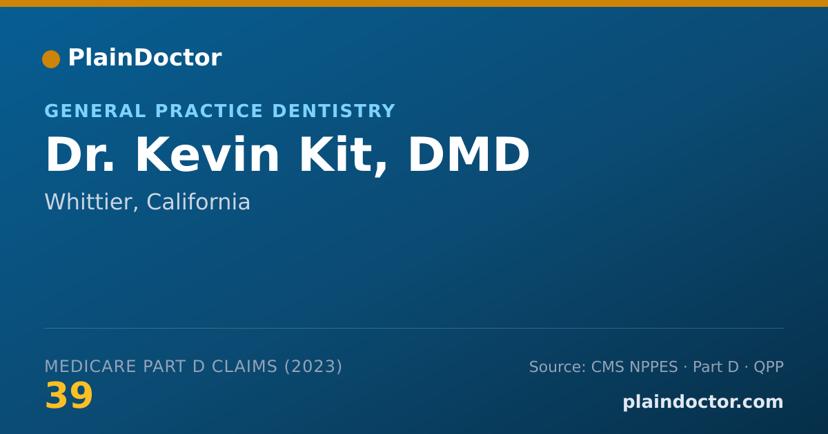 Shareable card for Kevin Kit, DMD - General Practice Dentistry, Whittier, CA