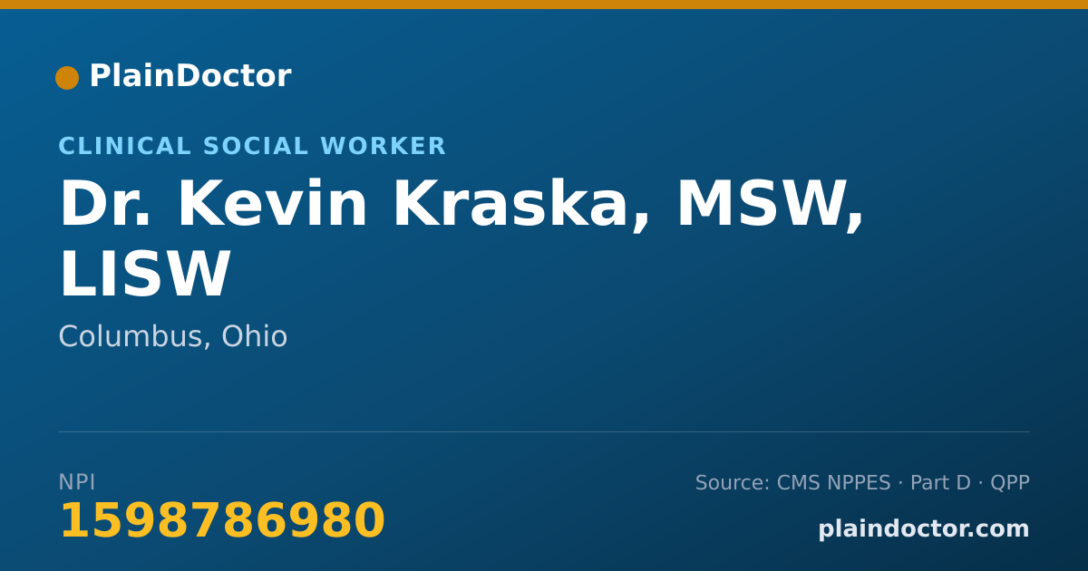 Shareable card for Kevin Kraska, MSW, LISW - Clinical Social Worker, Columbus, OH