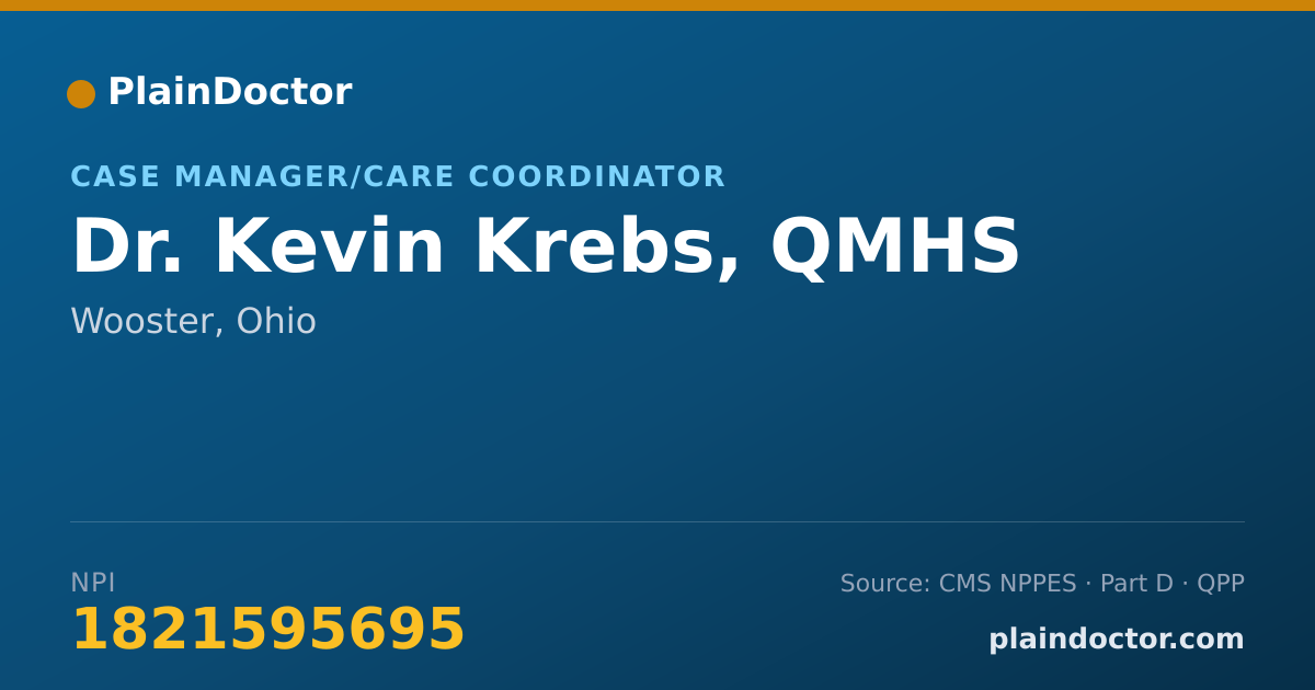 Shareable card for Kevin Krebs, QMHS - Case Manager/Care Coordinator, Wooster, OH