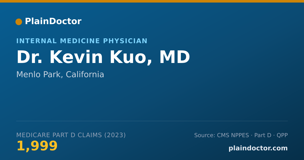 Shareable card for Kevin Kuo, MD - Internal Medicine Physician, Menlo Park, CA