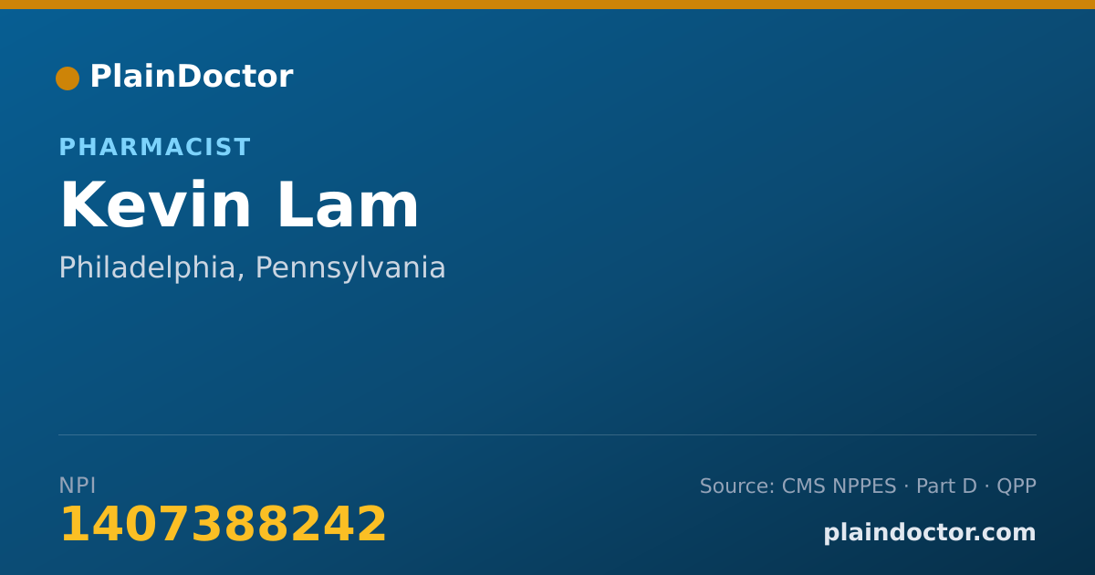 Shareable card for Kevin Lam - Pharmacist, Philadelphia, PA