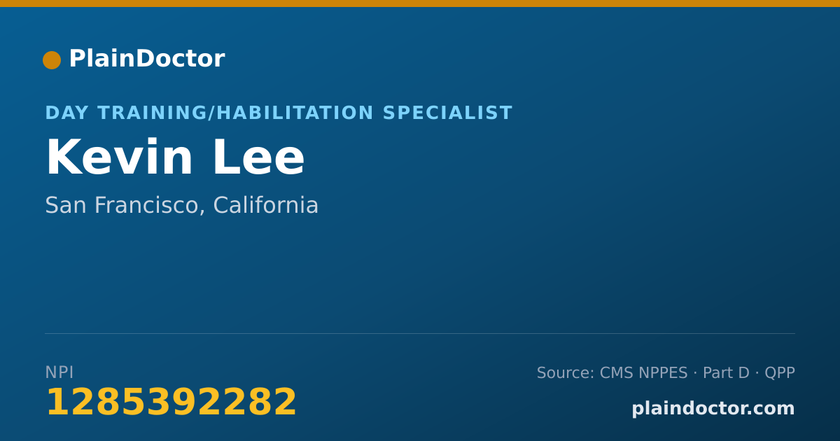 Shareable card for Kevin Lee - Day Training/Habilitation Specialist, San Francisco, CA