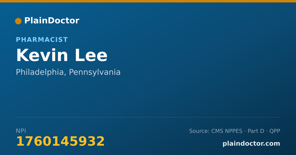 Shareable card for Kevin Lee - Pharmacist, Philadelphia, PA