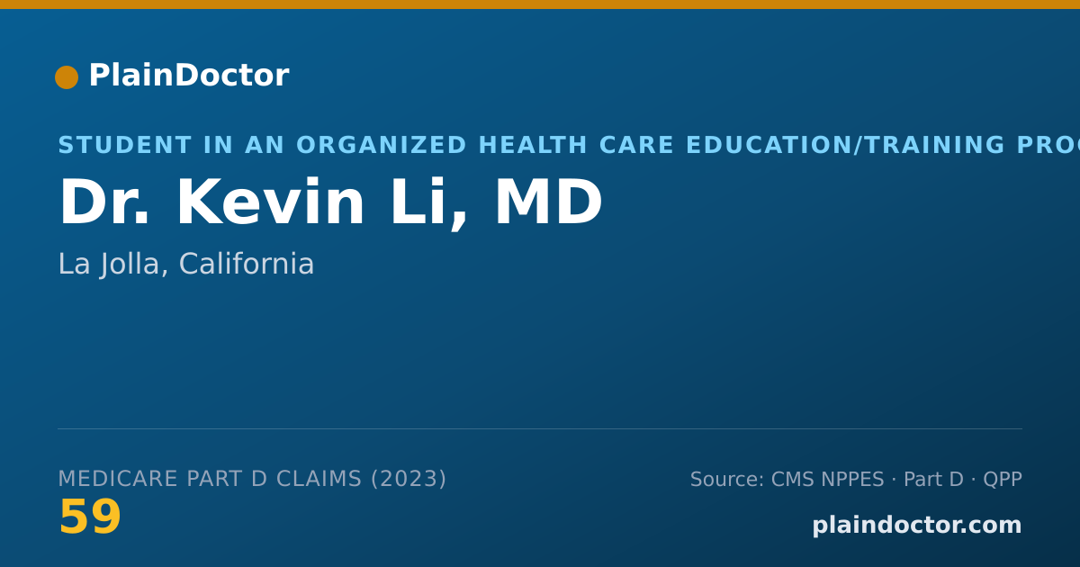 Shareable card for Kevin Li, MD - Student in an Organized Health Care Education/Training Program, La Jolla, CA