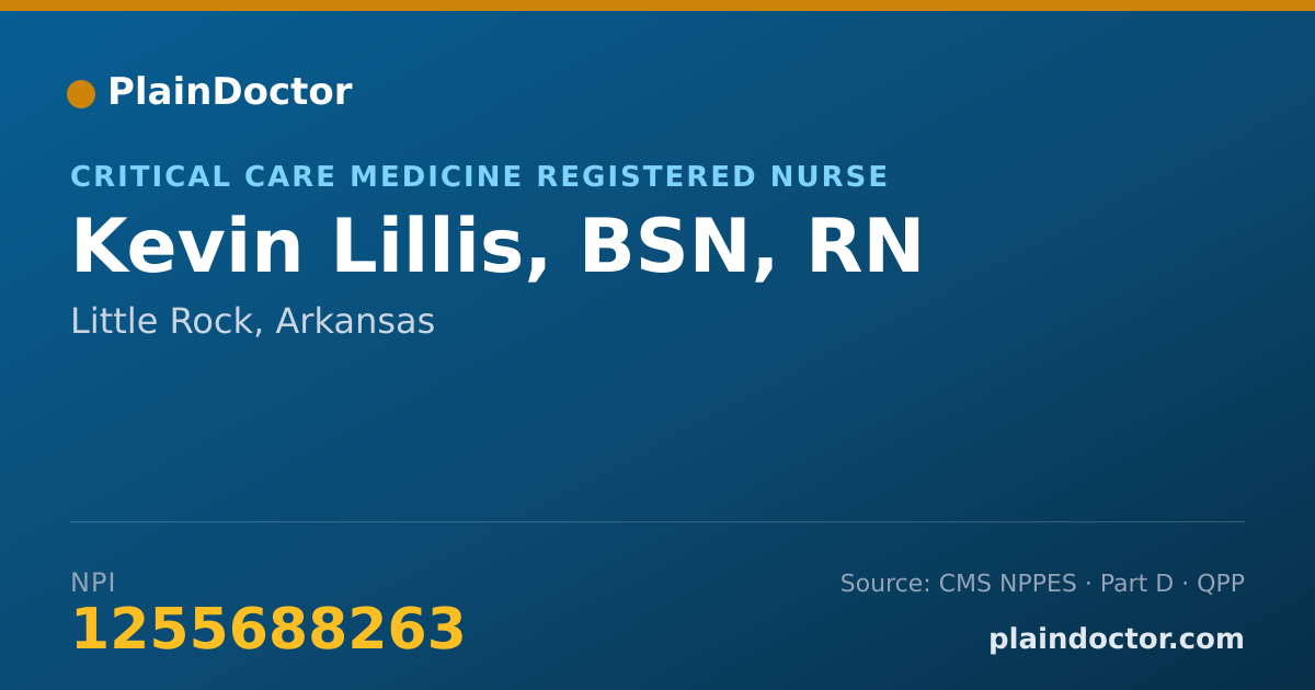 Shareable card for Kevin Lillis, BSN, RN - Critical Care Medicine Registered Nurse, Little Rock, AR
