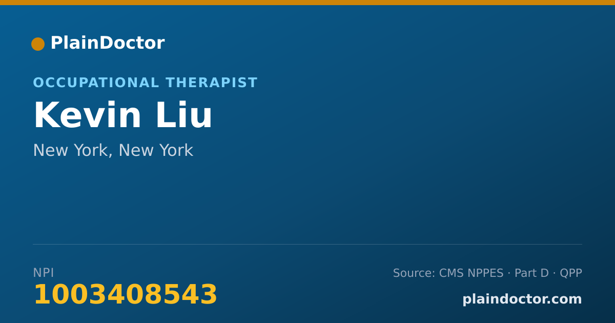 Shareable card for Kevin Liu - Occupational Therapist, New York, NY