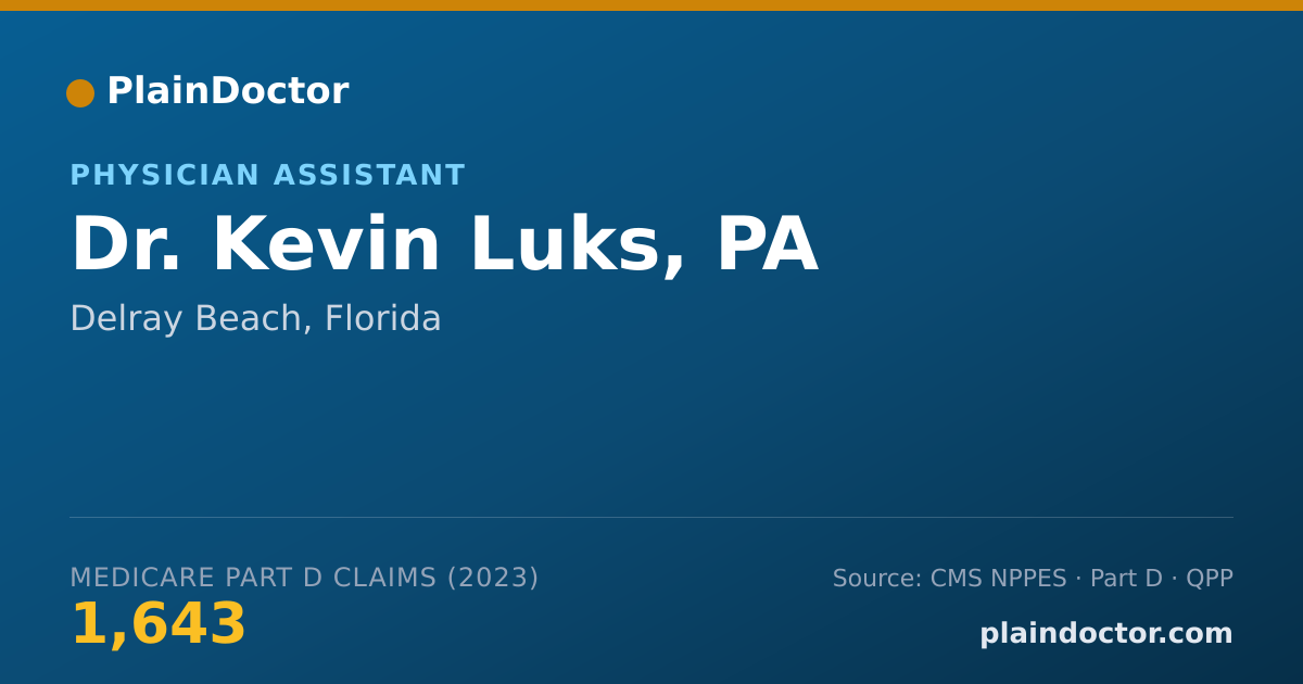 Shareable card for Kevin Luks, PA - Physician Assistant, Delray Beach, FL