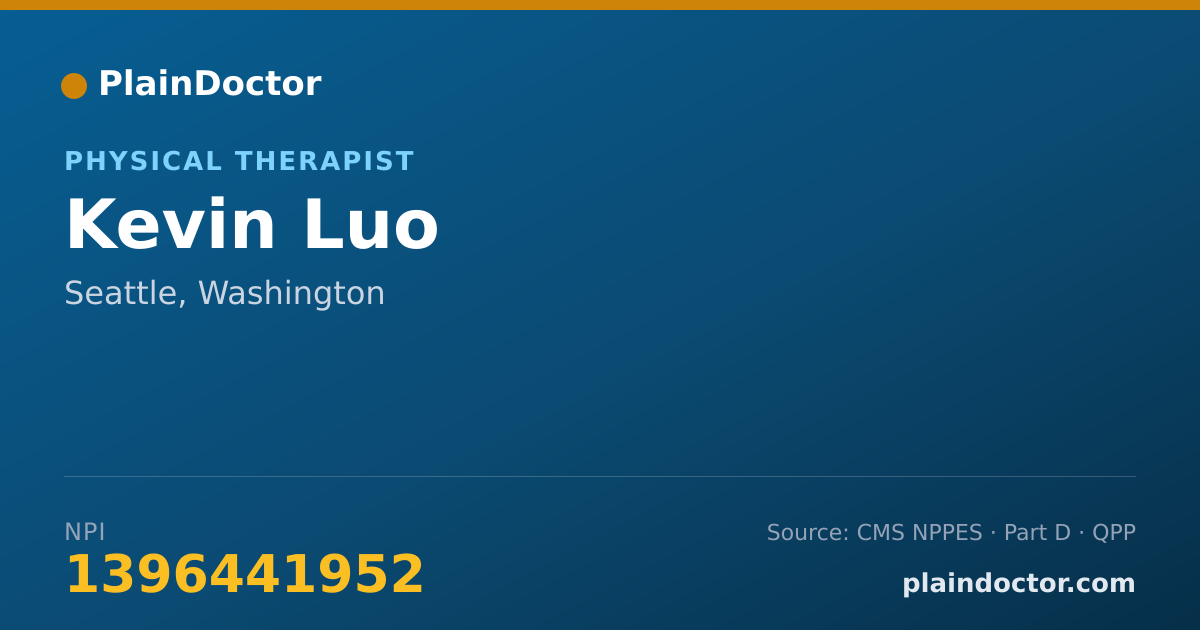 Shareable card for Kevin Luo - Physical Therapist, Seattle, WA