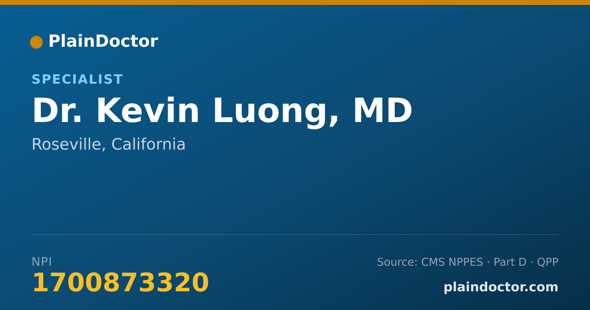 Shareable card for Kevin Luong, MD - Specialist, Roseville, CA