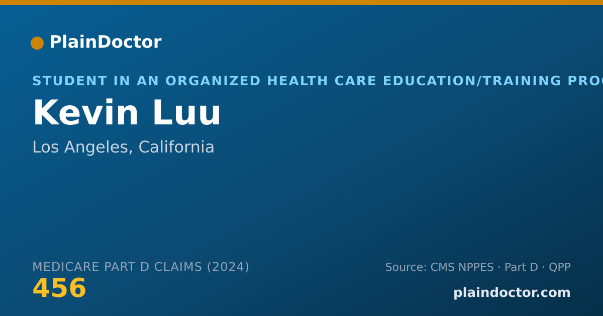 Shareable card for Kevin Luu - Student in an Organized Health Care Education/Training Program, Los Angeles, CA