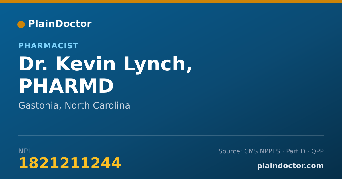 Shareable card for Kevin Lynch, PHARMD - Pharmacist, Gastonia, NC