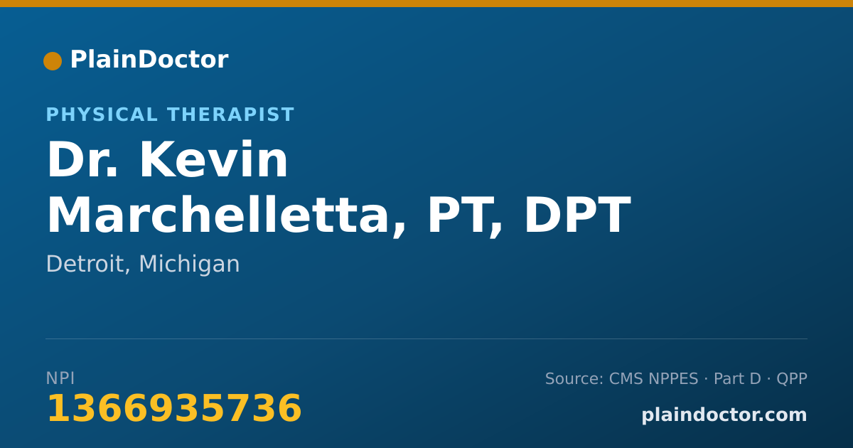Shareable card for Kevin Marchelletta, PT, DPT - Physical Therapist, Detroit, MI