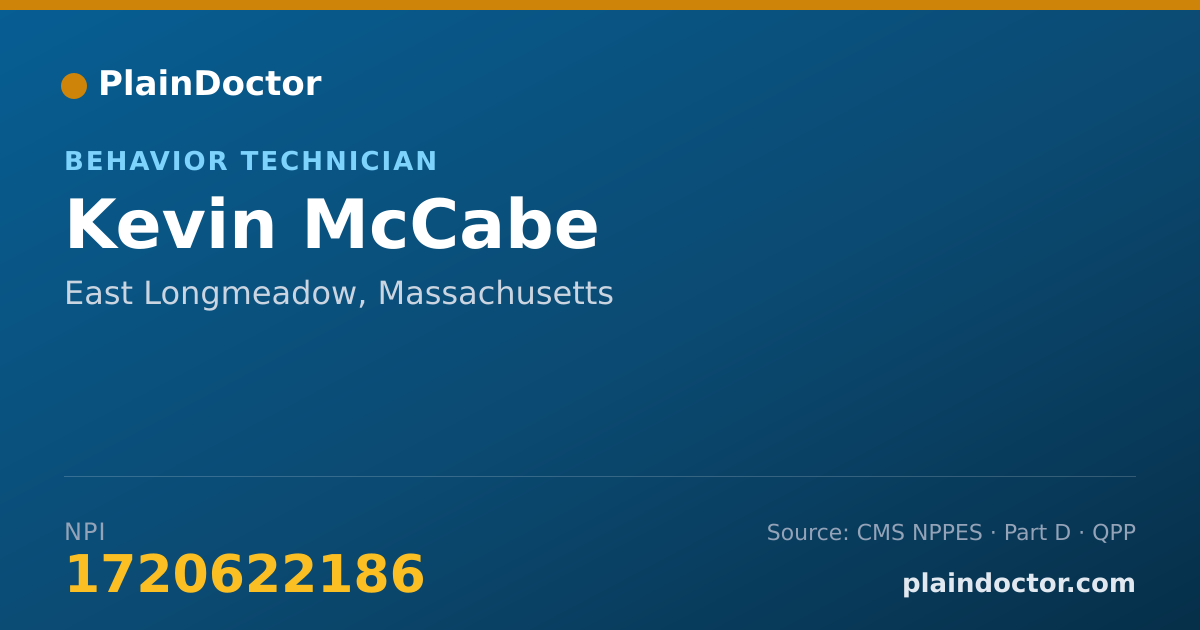 Shareable card for Kevin McCabe - Behavior Technician, East Longmeadow, MA