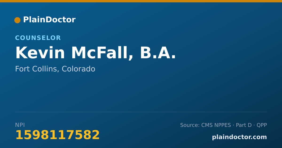 Shareable card for Kevin McFall, B.A. - Counselor, Fort Collins, CO