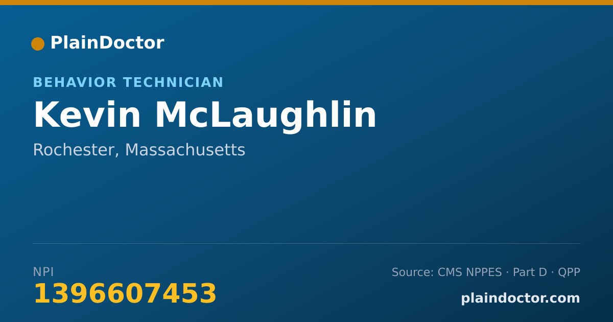 Shareable card for Kevin McLaughlin - Behavior Technician, Rochester, MA