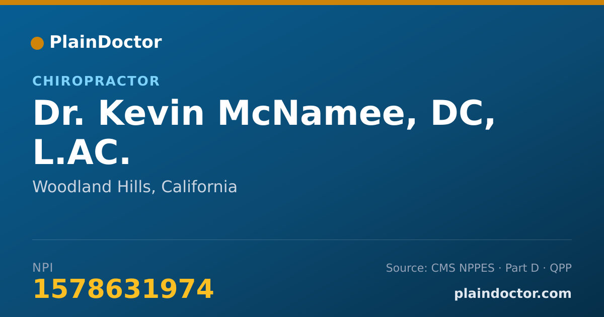 Shareable card for Kevin McNamee, DC, L.AC. - Chiropractor, Woodland Hills, CA