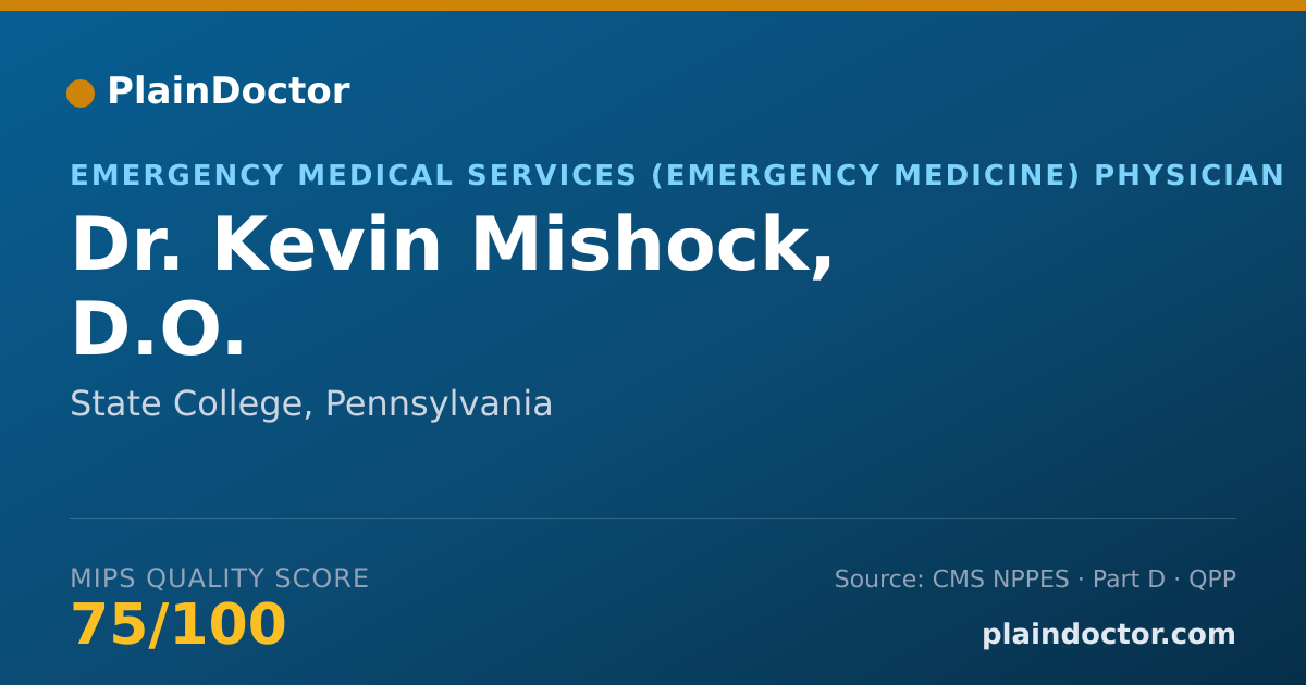 Shareable card for Kevin Mishock, D.O. - Emergency Medicine Physician, State College, PA