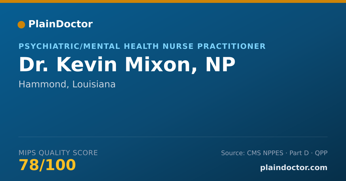 Shareable card for Kevin Mixon, NP - Psychiatric/Mental Health Nurse Practitioner, Hammond, LA