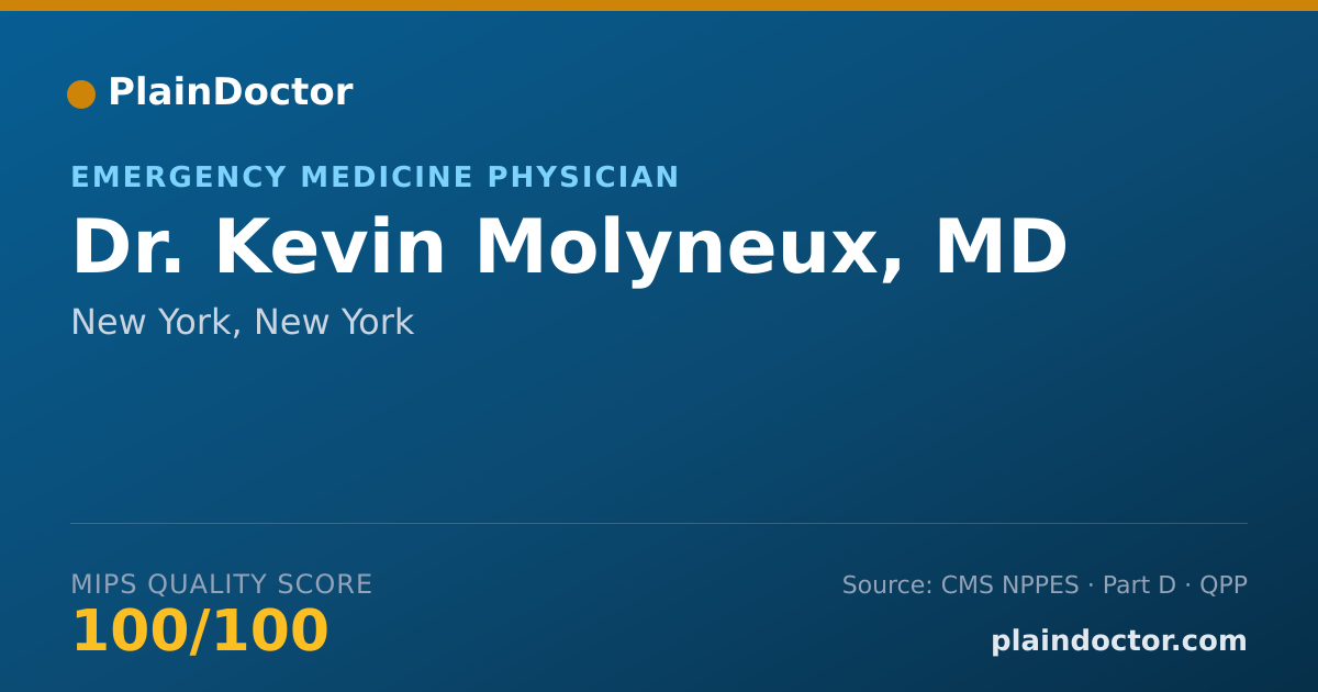 Shareable card for Kevin Molyneux, MD - Emergency Medicine Physician, New York, NY