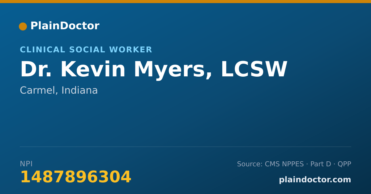 Shareable card for Kevin Myers, LCSW - Clinical Social Worker, Carmel, IN
