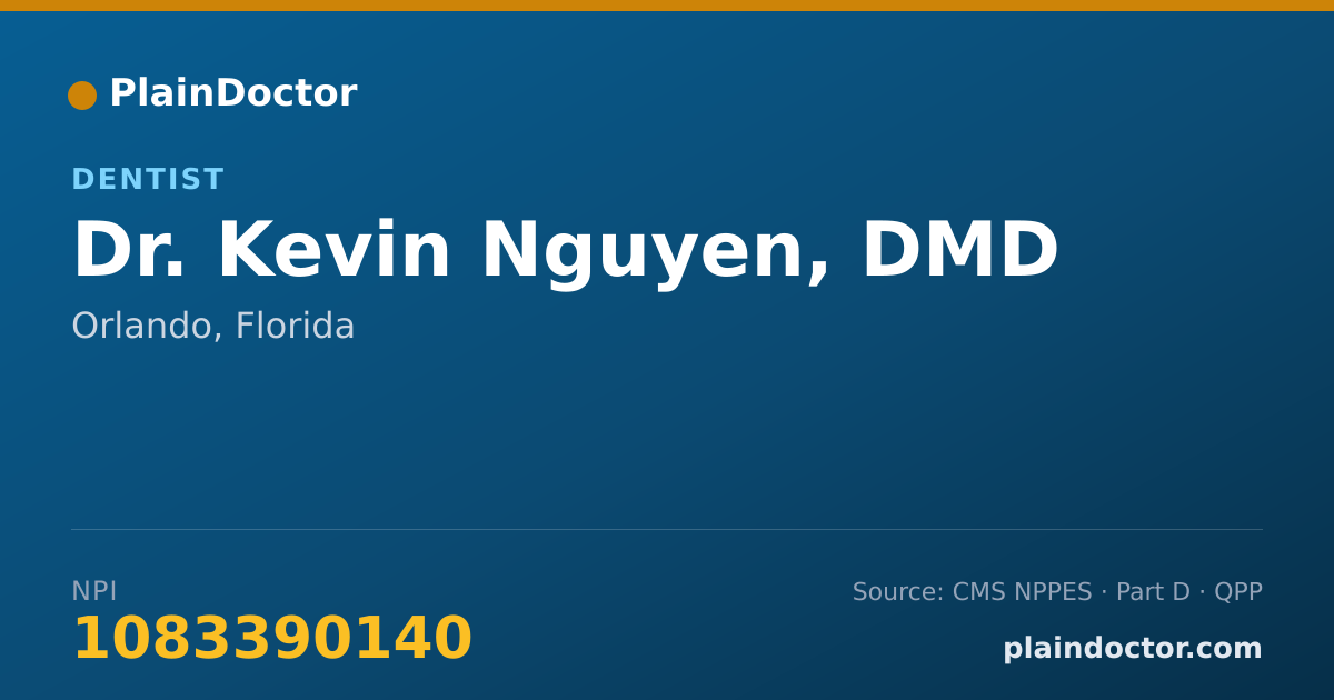 Shareable card for Kevin Nguyen, DMD - Dentist, Orlando, FL