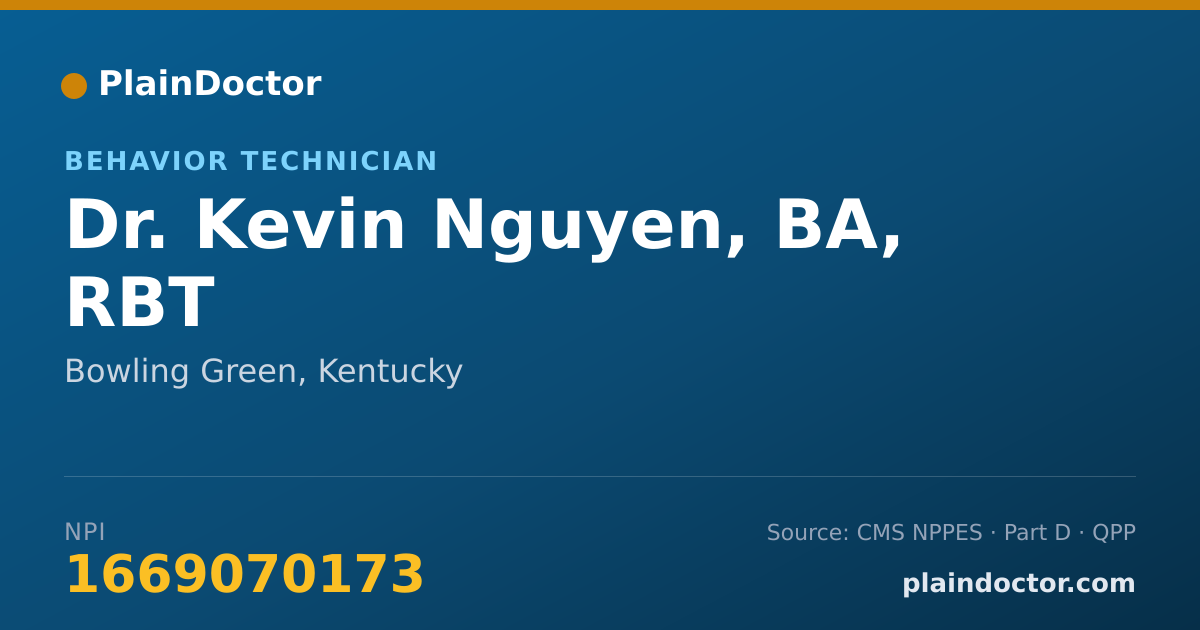 Shareable card for Kevin Nguyen, BA, RBT - Behavior Technician, Bowling Green, KY