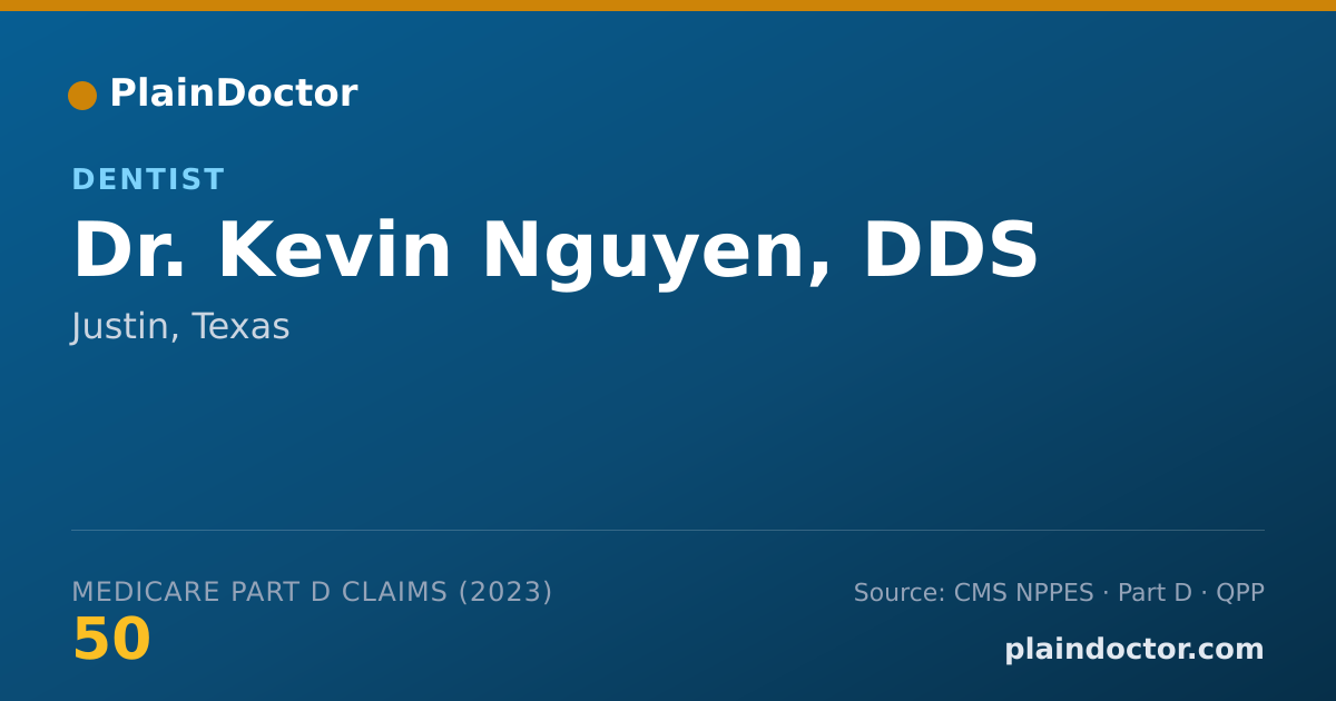 Shareable card for Kevin Nguyen, DDS - Dentist, Justin, TX