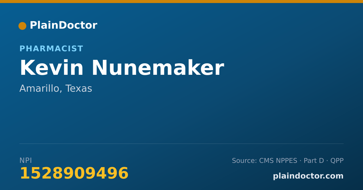Shareable card for Kevin Nunemaker - Pharmacist, Amarillo, TX