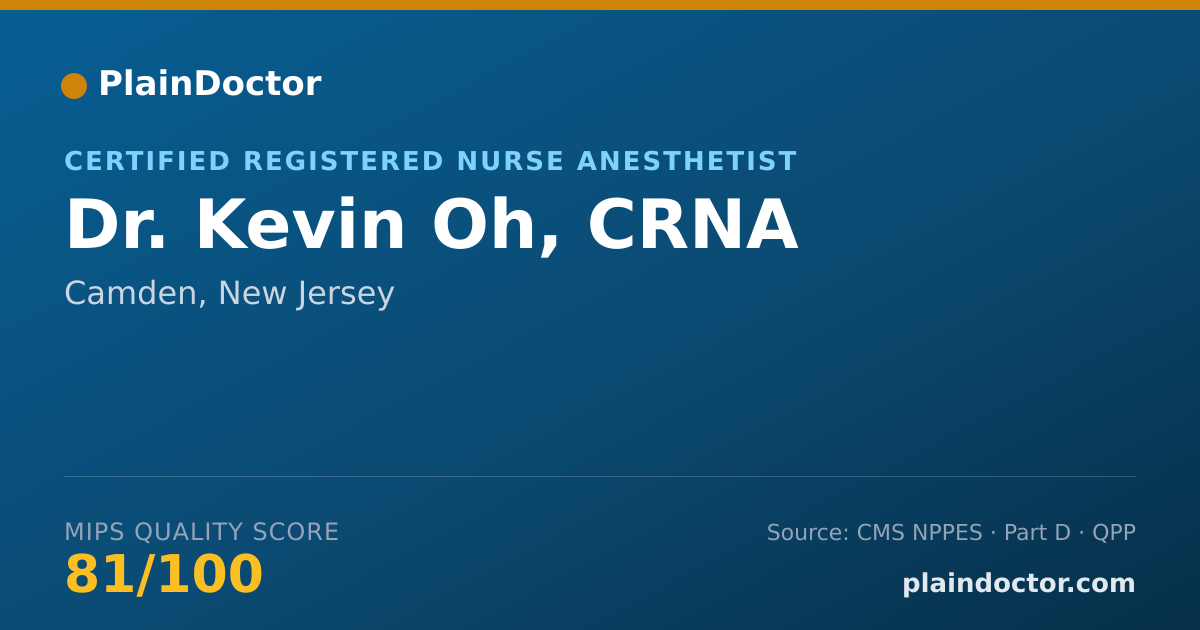 Shareable card for Kevin Oh, CRNA - Certified Registered Nurse Anesthetist, Camden, NJ