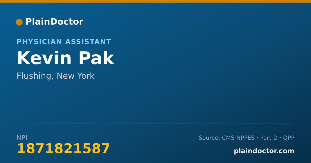 Shareable card for Kevin Pak - Physician Assistant, Flushing, NY
