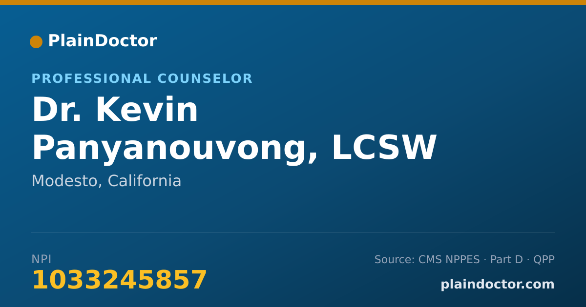 Shareable card for Kevin Panyanouvong, LCSW - Professional Counselor, Modesto, CA