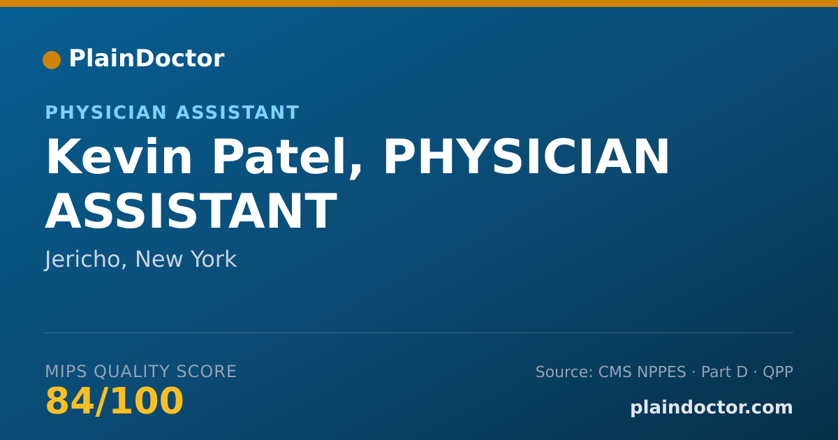 Shareable card for Kevin Patel, PHYSICIAN ASSISTANT - Physician Assistant, Jericho, NY